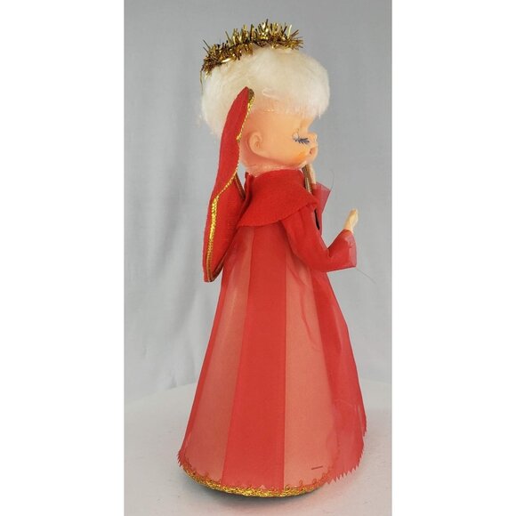 Vintage Christmas Angel Tree Topper Japan Red Mandolin - Picture 4 of 7